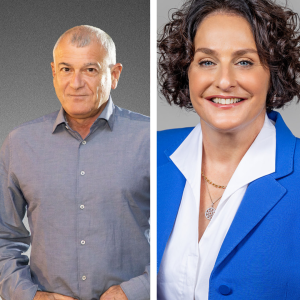 איל תגר וטל שחר; בתמונה - עוזי לוי, מנכ''ל קבוצת מבנה ועדי לויתן, מנכ''לית אנלייט