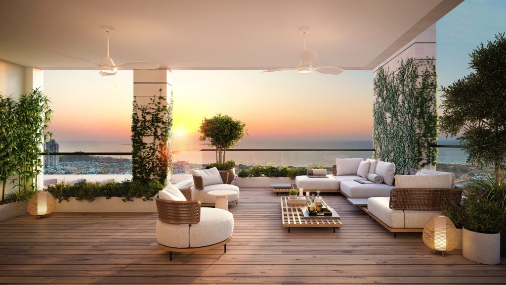 סטודיו view point; בתמונה - פנטהאוז בפרויקט צרפתי sea&park של חברת צרפתי שמעון, בשכונת פארק הים בבת ים