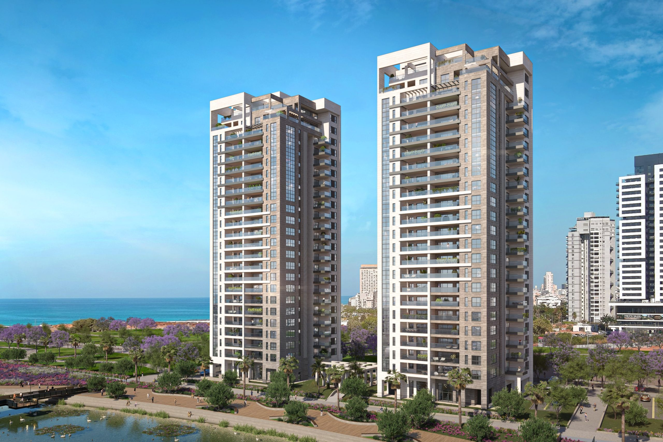 בתמונה - פנטהאוז בפרויקט צרפתי sea&park של חברת צרפתי שמעון, בשכונת פארק הים בבת ים. קרדיט: סטודיו view point